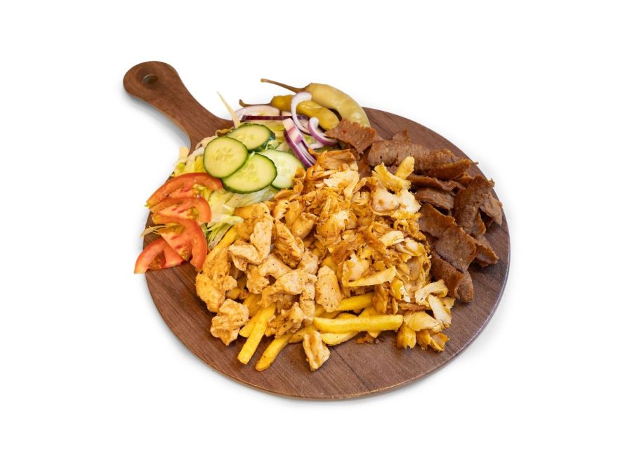 Mixtallrik med kyckling, shawarma och kebab